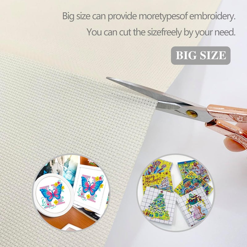 Zhenqing 14CT Aida Cloth - 30x35 Inch Cross Stitch Fabric for Embroidery, Pre-Cut Needlework Material, Acid-Free, Durable Weave(Beige) - Image 4